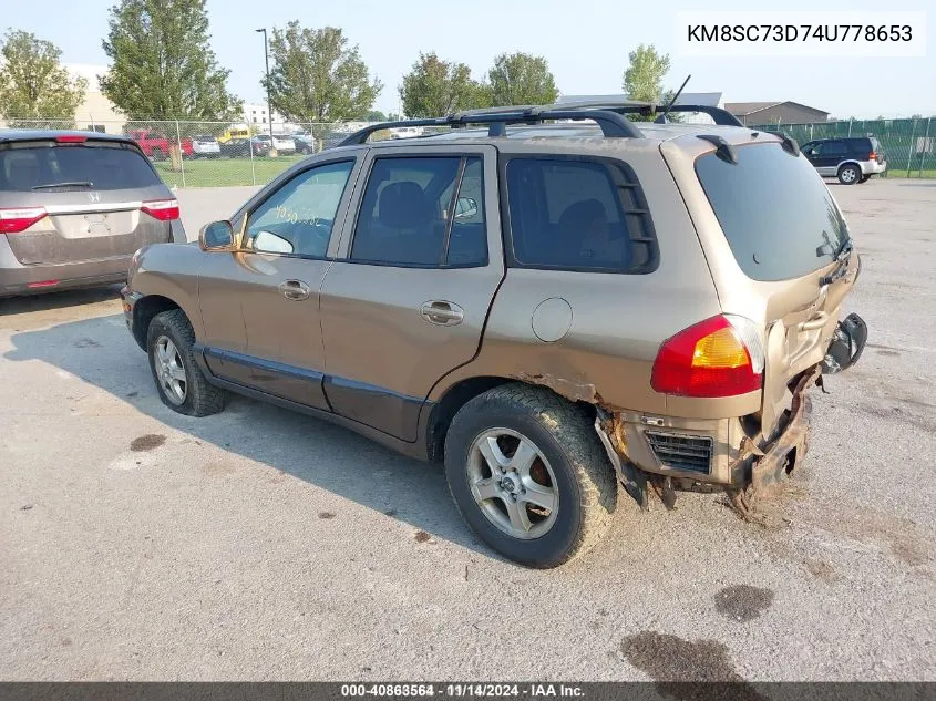 2004 Hyundai Santa Fe Gls VIN: KM8SC73D74U778653 Lot: 40863564