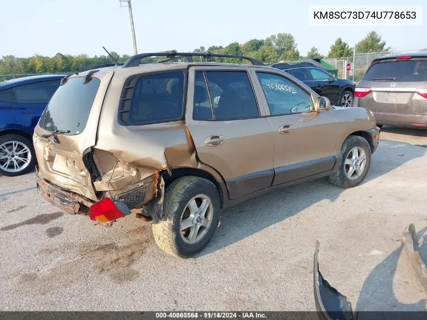 2004 Hyundai Santa Fe Gls VIN: KM8SC73D74U778653 Lot: 40863564