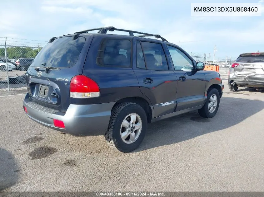 2005 Hyundai Santa Fe Gls/Lx VIN: KM8SC13DX5U868460 Lot: 40353106