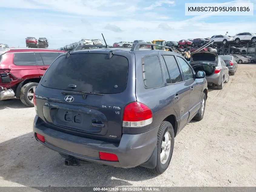 2005 Hyundai Santa Fe Gls VIN: KM8SC73D95U981836 Lot: 40432926