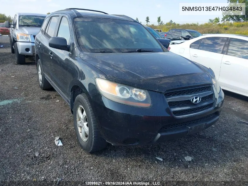 2007 Hyundai Santa Fe VIN: 5NMSG13E47H034843 Lot: 12099821