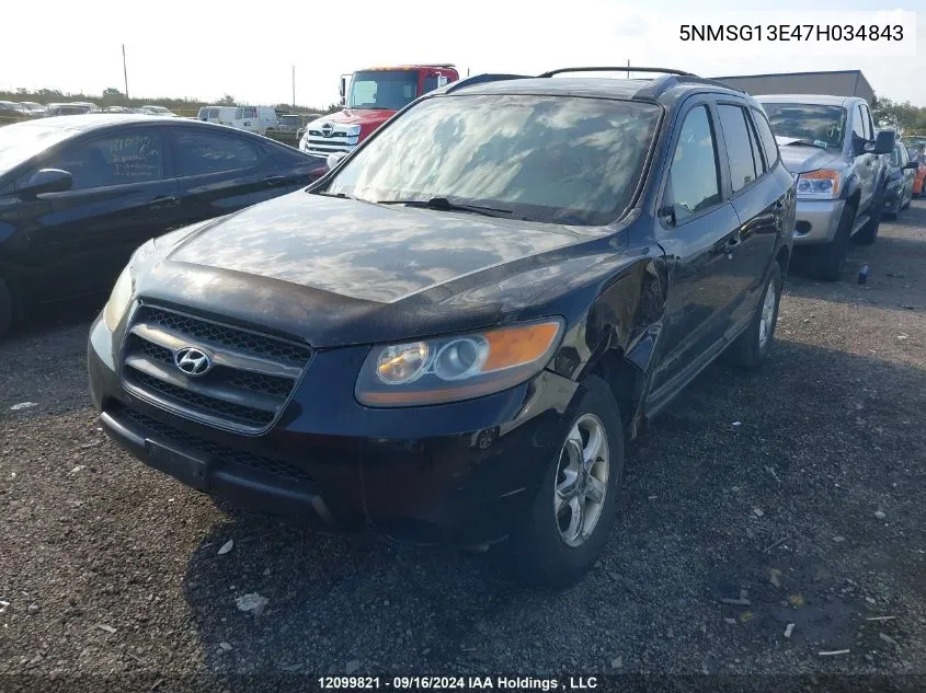 2007 Hyundai Santa Fe VIN: 5NMSG13E47H034843 Lot: 12099821