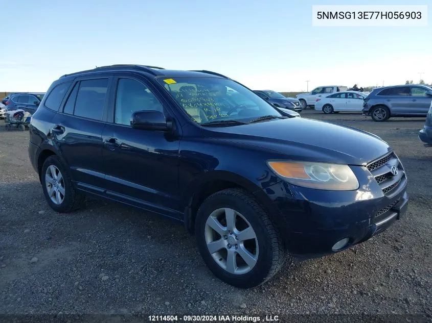 2007 Hyundai Santa Fe VIN: 5NMSG13E77H056903 Lot: 12114504