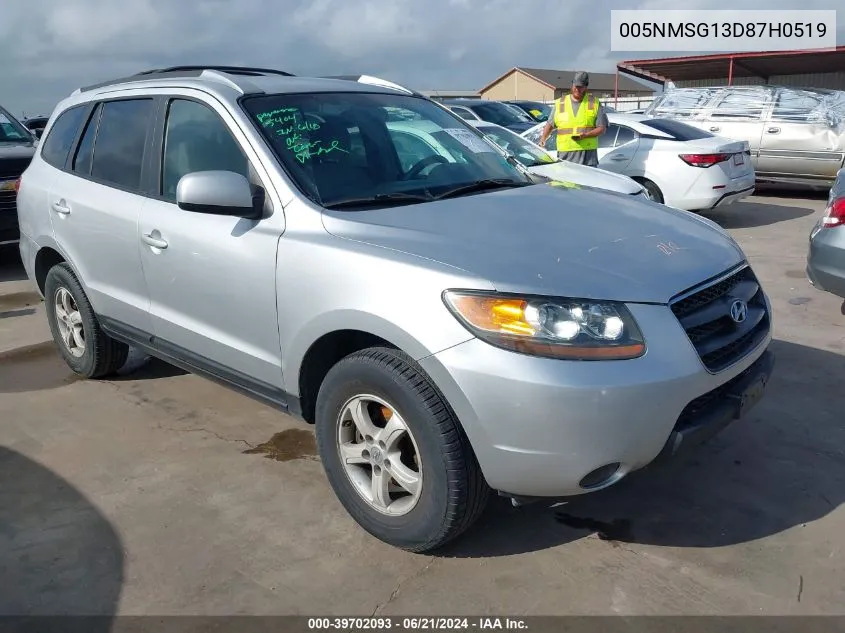 005NMSG13D87H0519 2007 Hyundai Santa Fe Gls