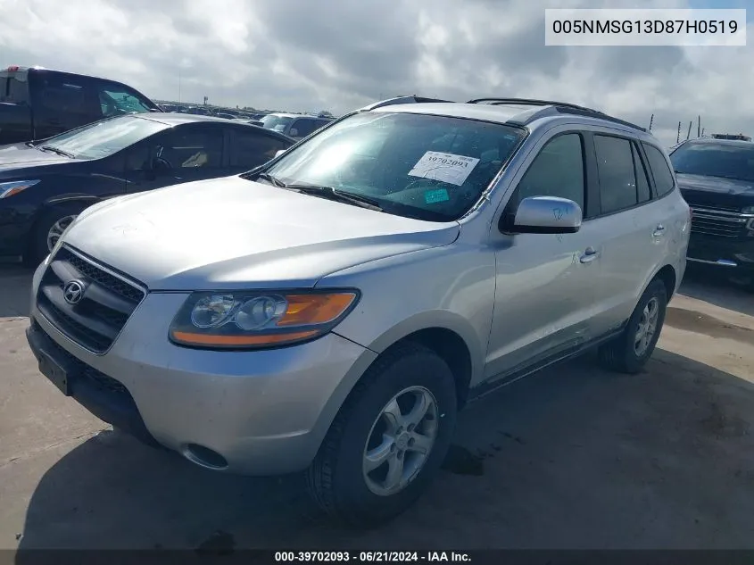 005NMSG13D87H0519 2007 Hyundai Santa Fe Gls