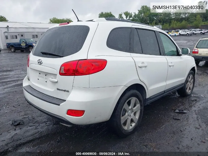 2007 Hyundai Santa Fe Limited/Se VIN: 5NMSH13E97H040330 Lot: 40069830