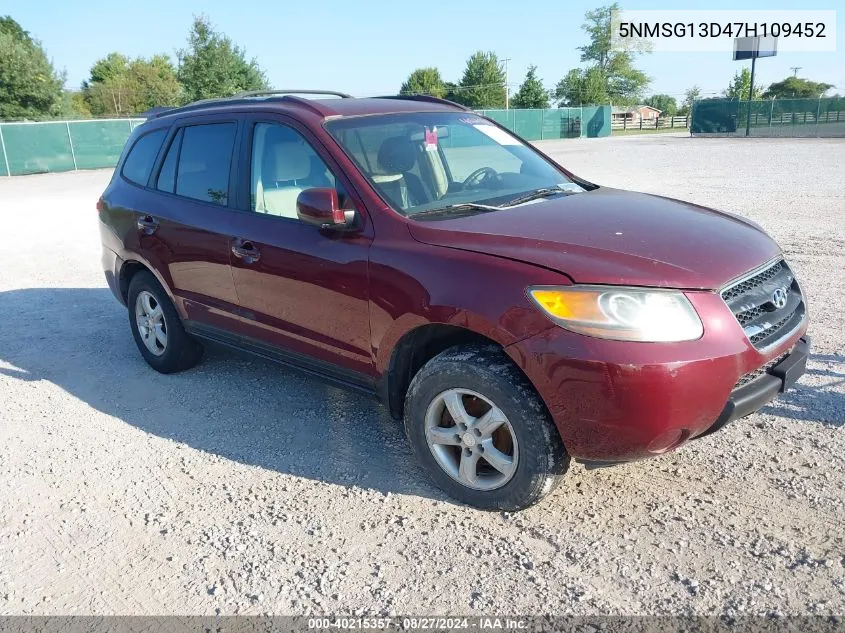 2007 Hyundai Santa Fe Gls VIN: 5NMSG13D47H109452 Lot: 40215357