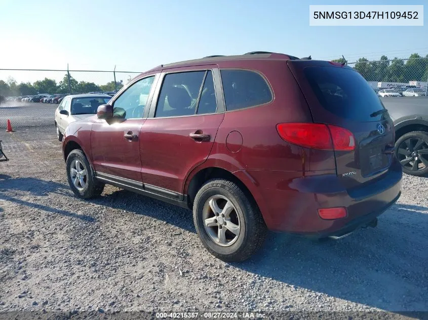 2007 Hyundai Santa Fe Gls VIN: 5NMSG13D47H109452 Lot: 40215357