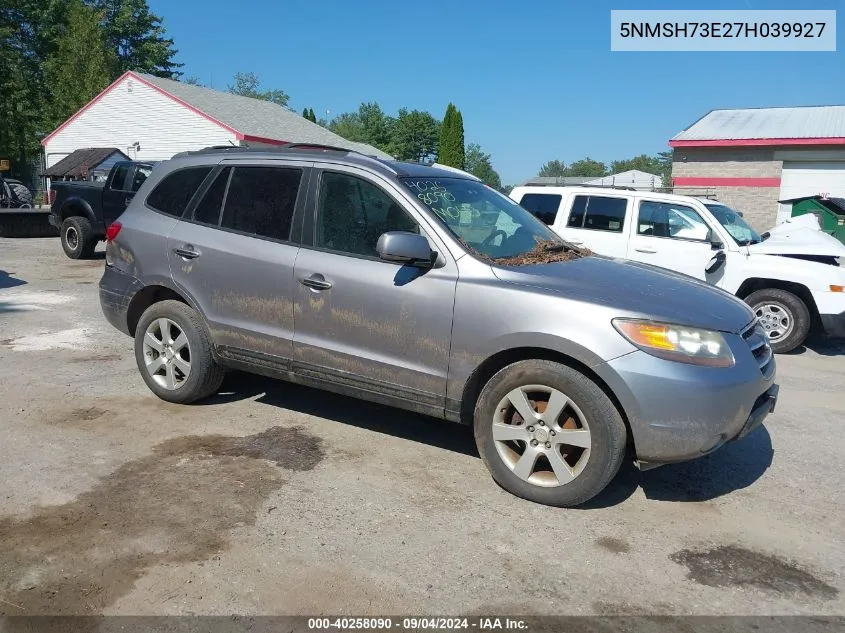 2007 Hyundai Santa Fe Limited/Se VIN: 5NMSH73E27H039927 Lot: 40258090