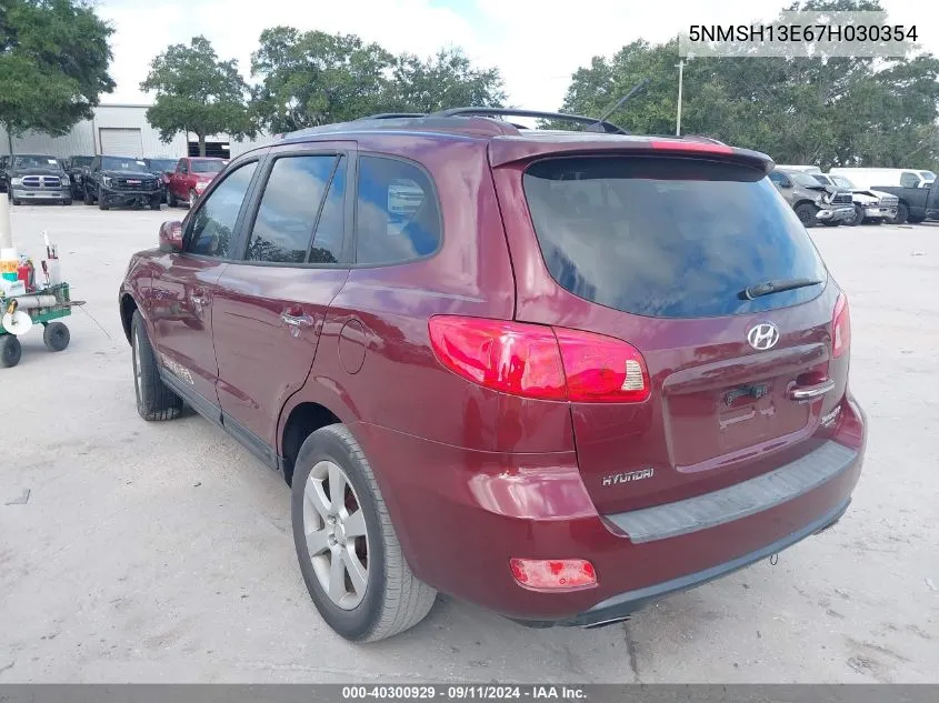 2007 Hyundai Santa Fe Limited/Se VIN: 5NMSH13E67H030354 Lot: 40300929