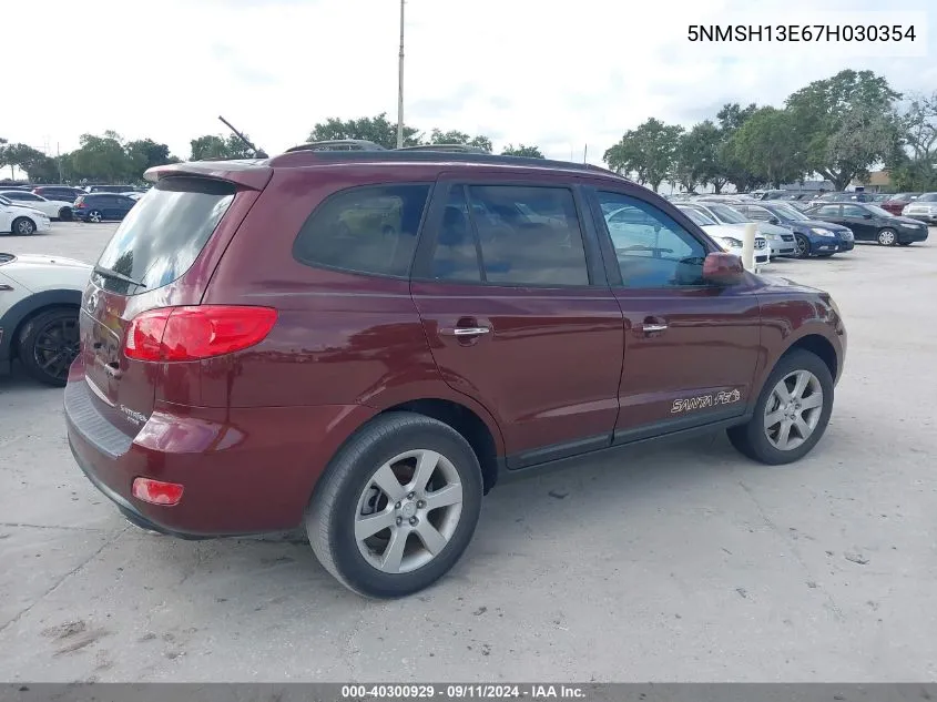 2007 Hyundai Santa Fe Limited/Se VIN: 5NMSH13E67H030354 Lot: 40300929