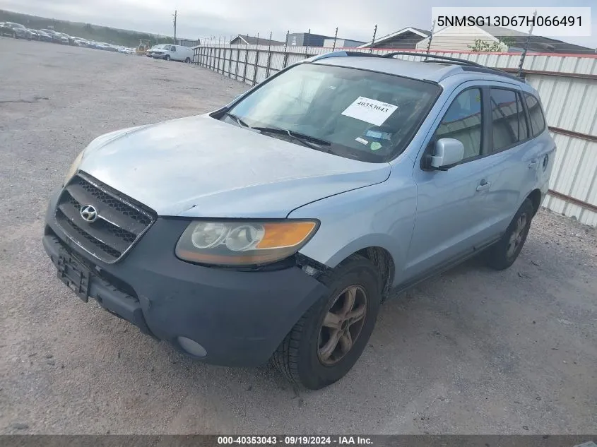 2007 Hyundai Santa Fe Gls VIN: 5NMSG13D67H066491 Lot: 40353043