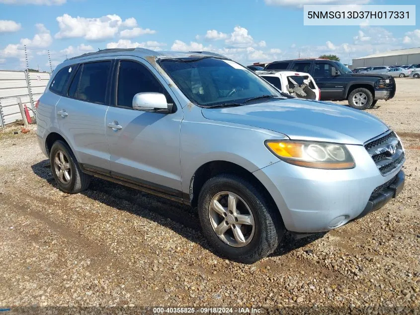 2007 Hyundai Santa Fe Gls VIN: 5NMSG13D37H017331 Lot: 40355825