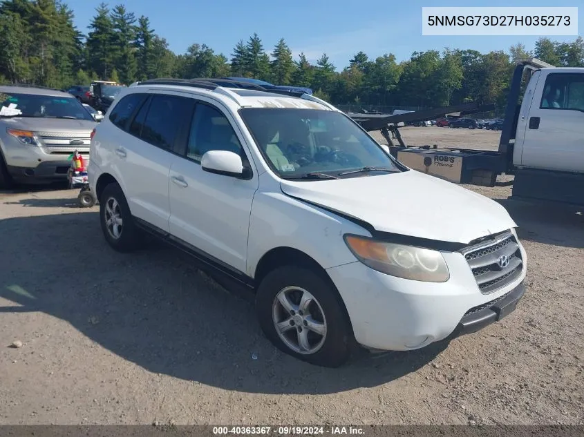 2007 Hyundai Santa Fe Gls VIN: 5NMSG73D27H035273 Lot: 40363367