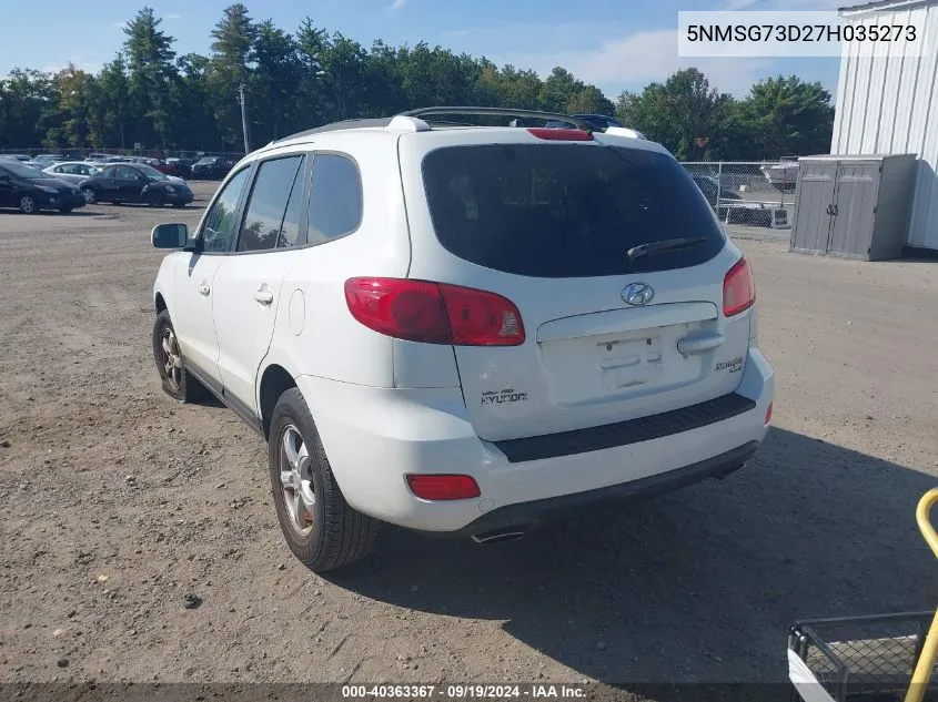 5NMSG73D27H035273 2007 Hyundai Santa Fe Gls