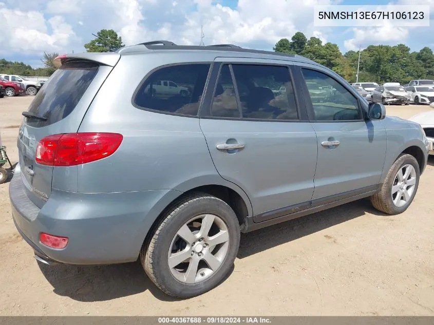 5NMSH13E67H106123 2007 Hyundai Santa Fe Limited/Se