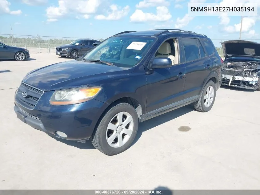 2007 Hyundai Santa Fe Limited/Se VIN: 5NMSH13E27H035194 Lot: 40376726