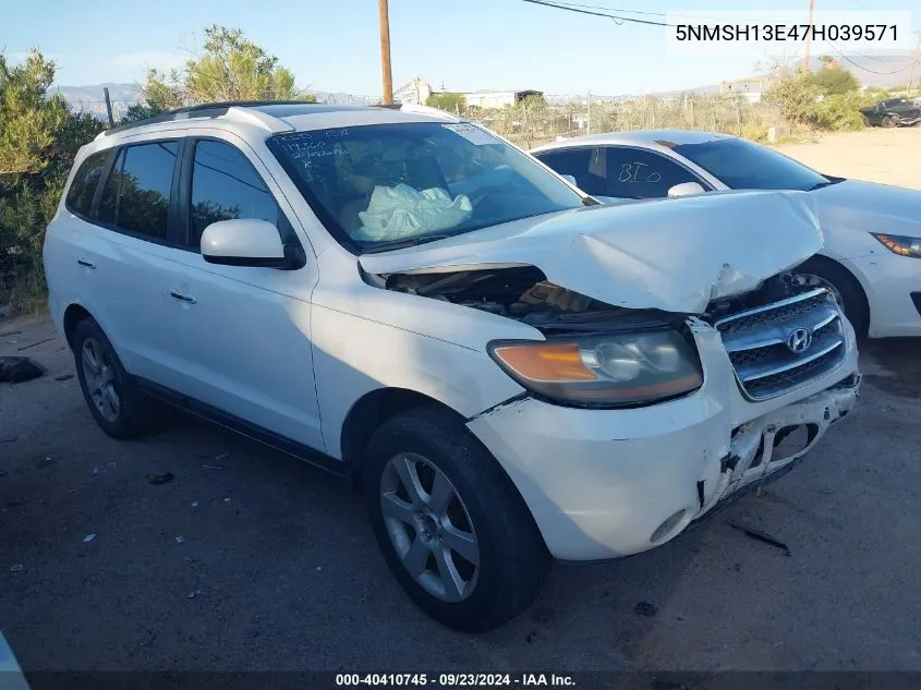 2007 Hyundai Santa Fe Limited/Se VIN: 5NMSH13E47H039571 Lot: 40410745