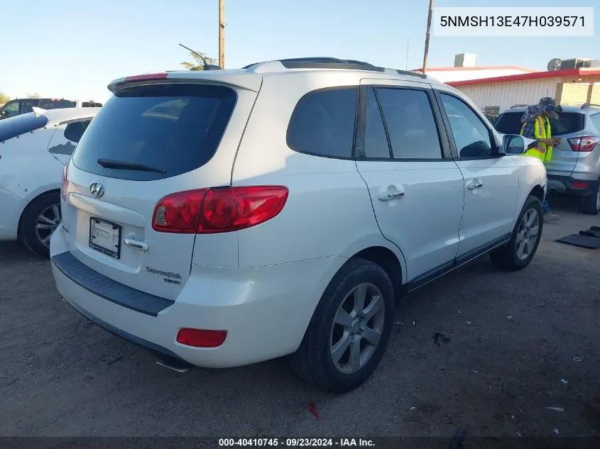 5NMSH13E47H039571 2007 Hyundai Santa Fe Limited/Se