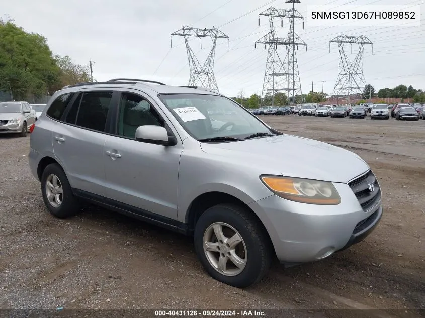 5NMSG13D67H089852 2007 Hyundai Santa Fe Gls