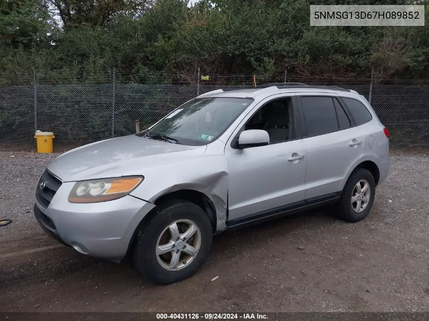 2007 Hyundai Santa Fe Gls VIN: 5NMSG13D67H089852 Lot: 40431126