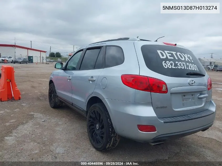 5NMSG13D87H013274 2007 Hyundai Santa Fe Gls