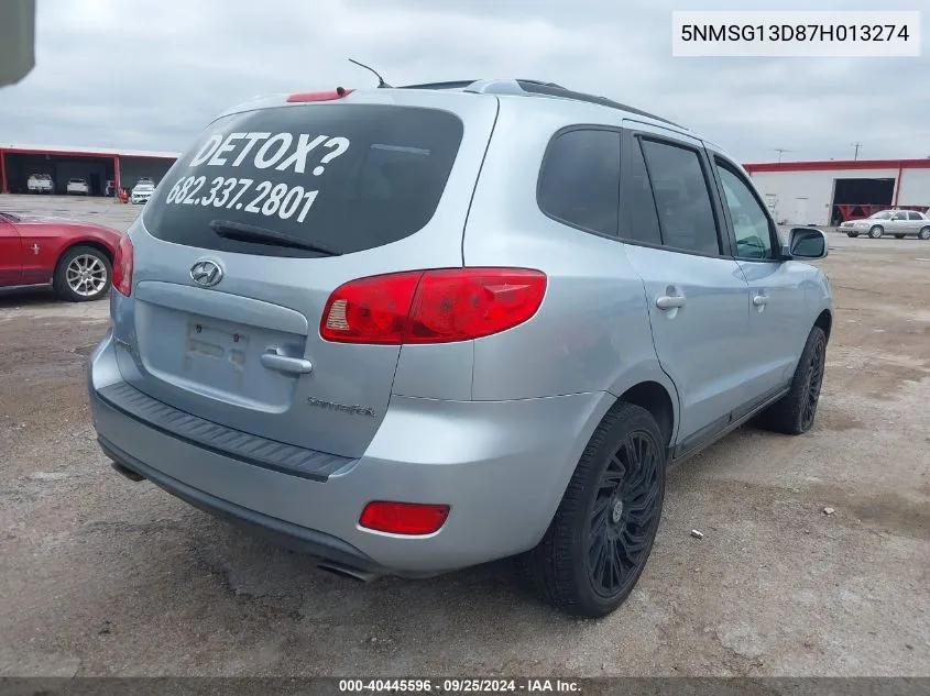 5NMSG13D87H013274 2007 Hyundai Santa Fe Gls