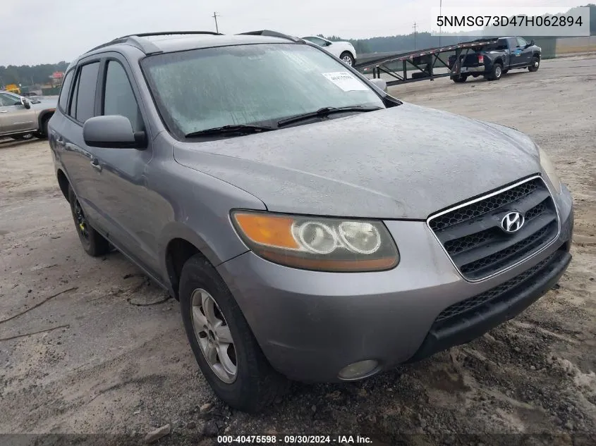 5NMSG73D47H062894 2007 Hyundai Santa Fe Gls