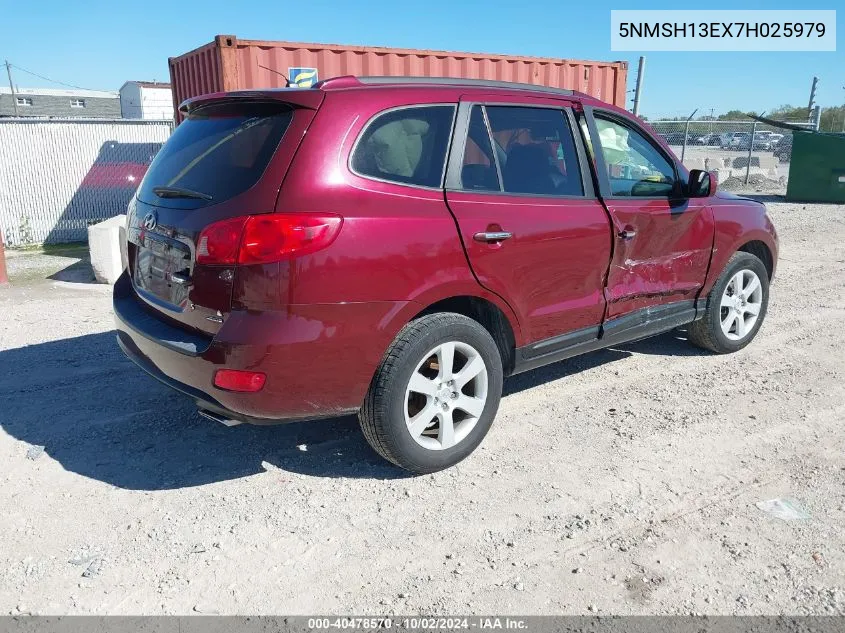 2007 Hyundai Santa Fe Limited/Se VIN: 5NMSH13EX7H025979 Lot: 40478570