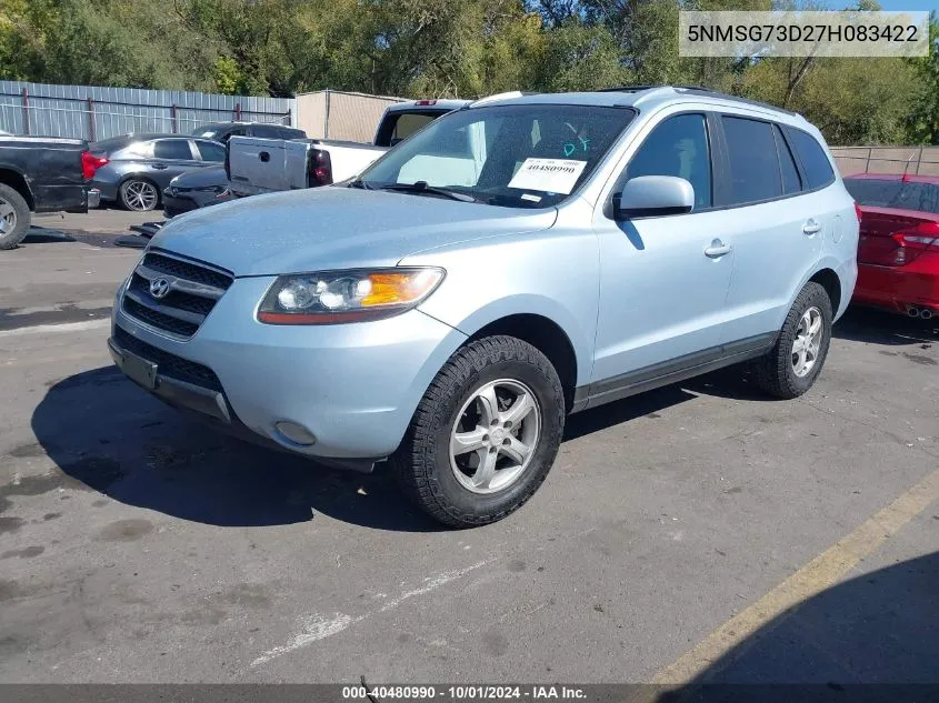 2007 Hyundai Santa Fe Gls VIN: 5NMSG73D27H083422 Lot: 40480990