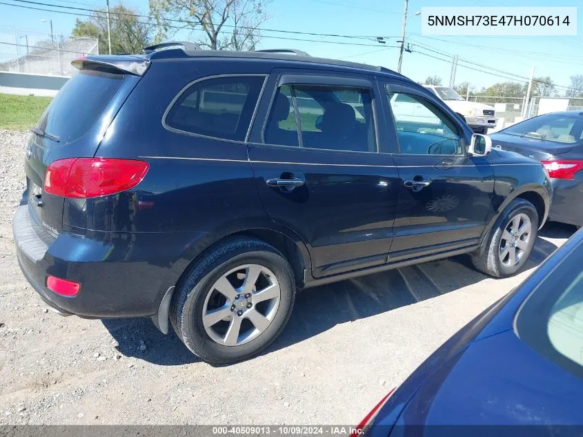 2007 Hyundai Santa Fe Limited/Se VIN: 5NMSH73E47H070614 Lot: 40509013