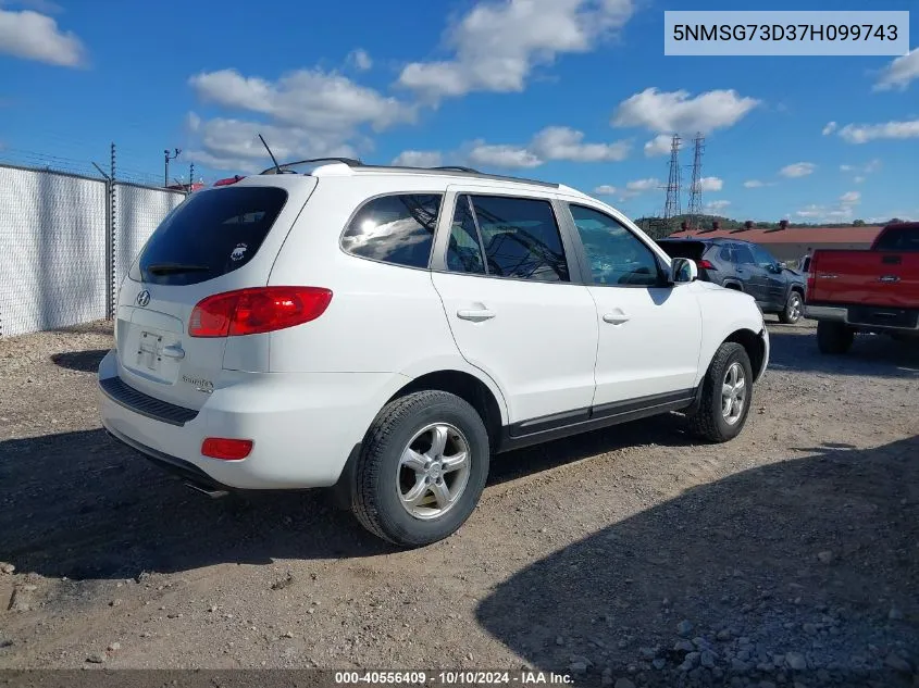 2007 Hyundai Santa Fe Gls VIN: 5NMSG73D37H099743 Lot: 40556409