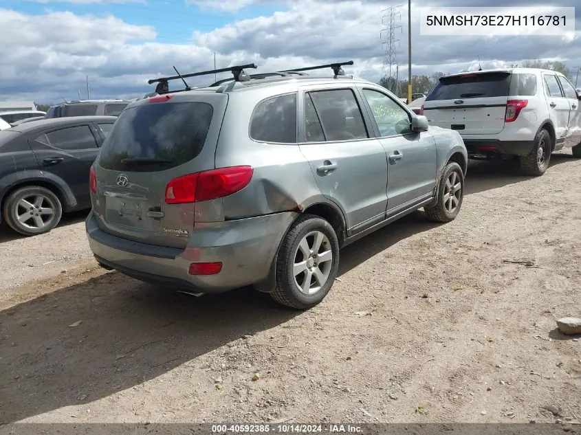 2007 Hyundai Santa Fe Limited/Se VIN: 5NMSH73E27H116781 Lot: 40592385