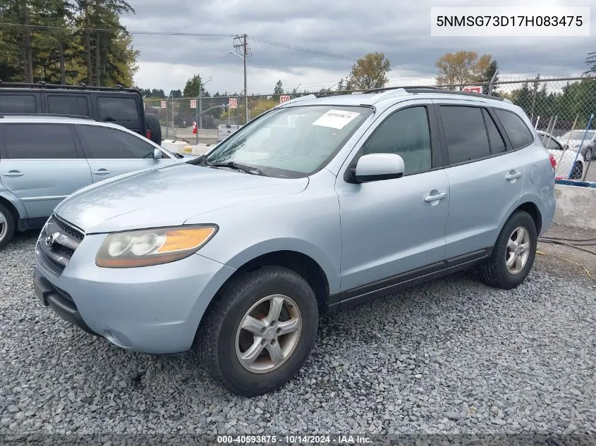 2007 Hyundai Santa Fe Gls VIN: 5NMSG73D17H083475 Lot: 40593875