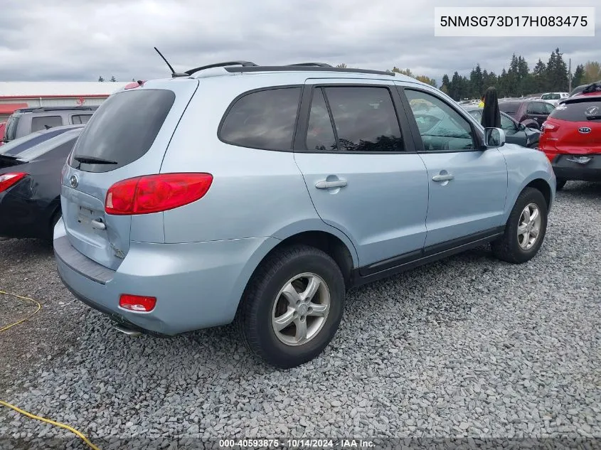 2007 Hyundai Santa Fe Gls VIN: 5NMSG73D17H083475 Lot: 40593875