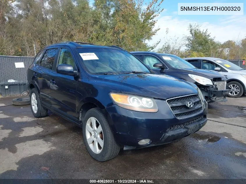 2007 Hyundai Santa Fe Limited/Se VIN: 5NMSH13E47H000320 Lot: 40625031