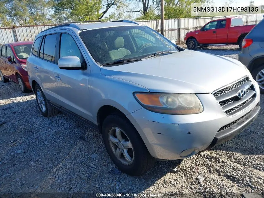 2007 Hyundai Santa Fe Gls VIN: 5NMSG13D17H098135 Lot: 40628046