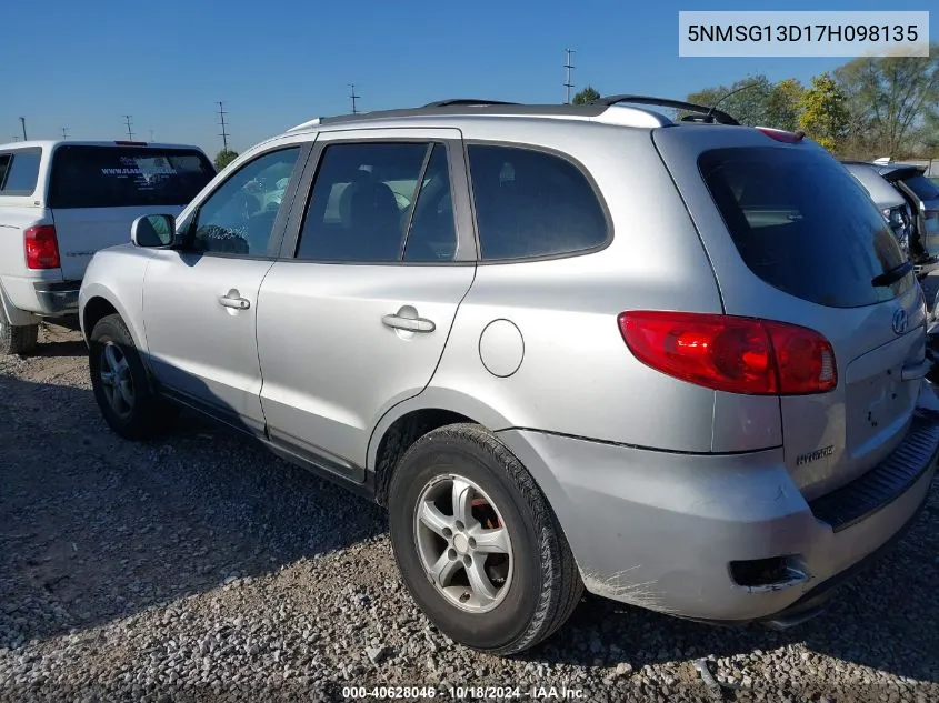 2007 Hyundai Santa Fe Gls VIN: 5NMSG13D17H098135 Lot: 40628046