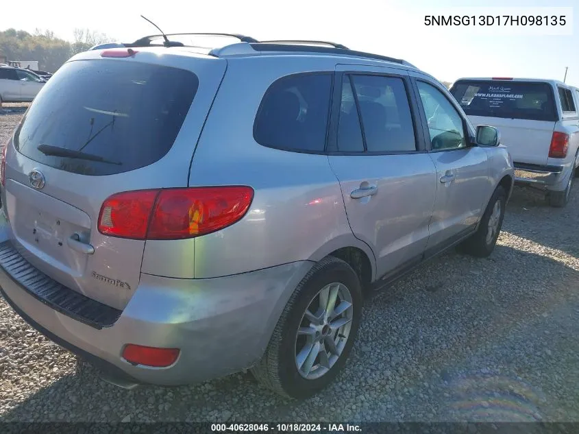 5NMSG13D17H098135 2007 Hyundai Santa Fe Gls