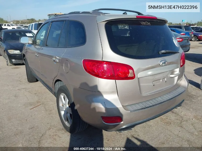 2007 Hyundai Santa Fe Limited/Se VIN: 5NMSH13E47H022396 Lot: 40637244