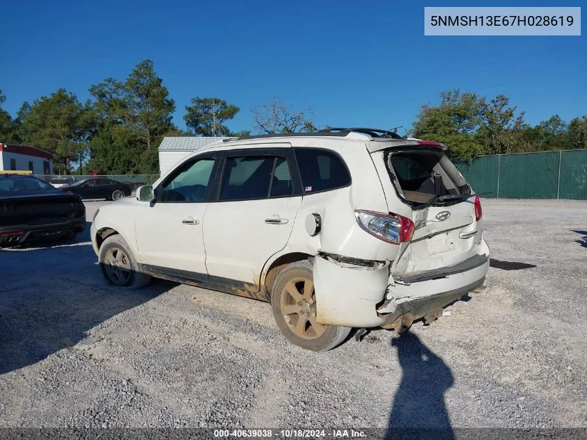 5NMSH13E67H028619 2007 Hyundai Santa Fe Limited/Se