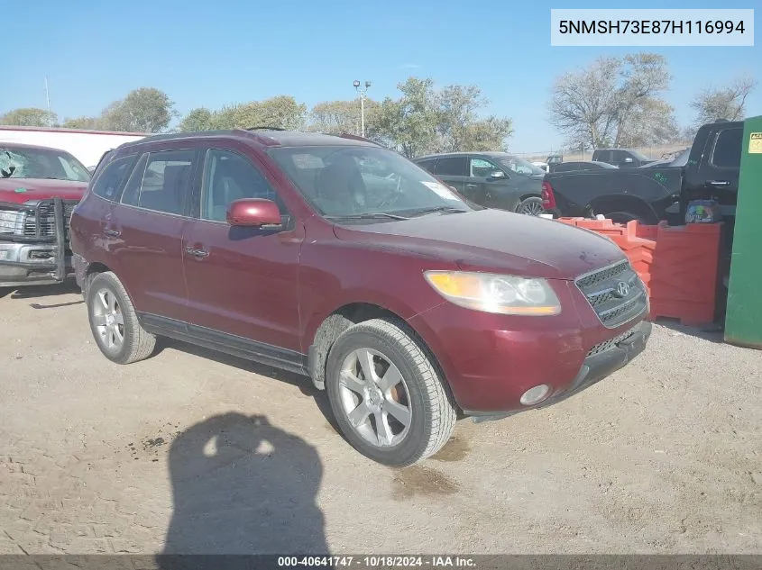 5NMSH73E87H116994 2007 Hyundai Santa Fe Limited/Se