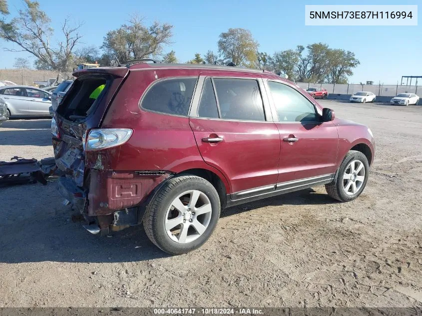 5NMSH73E87H116994 2007 Hyundai Santa Fe Limited/Se