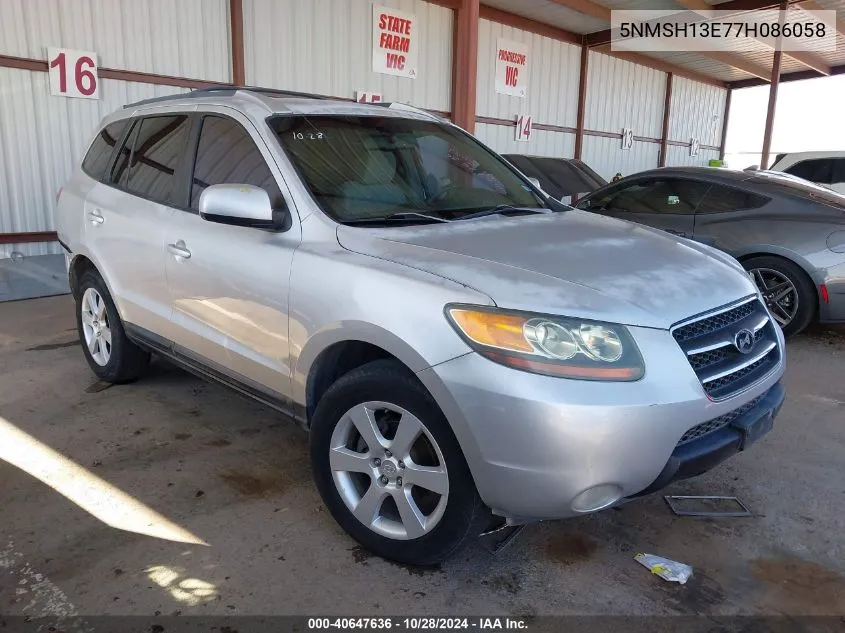 2007 Hyundai Santa Fe Se/Limited VIN: 5NMSH13E77H086058 Lot: 40647636