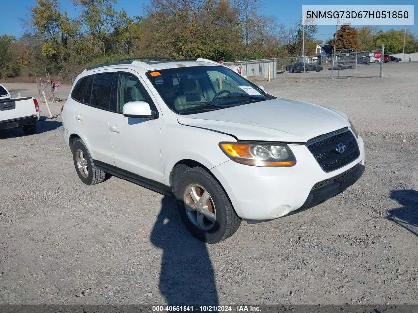 2007 Hyundai Santa Fe Gls VIN: 5NMSG73D67H051850 Lot: 40651841