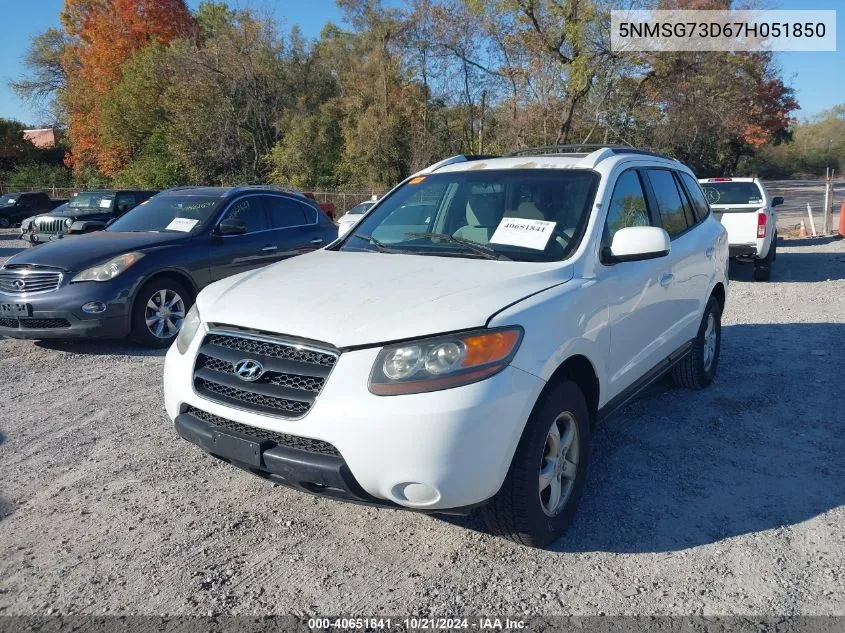 2007 Hyundai Santa Fe Gls VIN: 5NMSG73D67H051850 Lot: 40651841