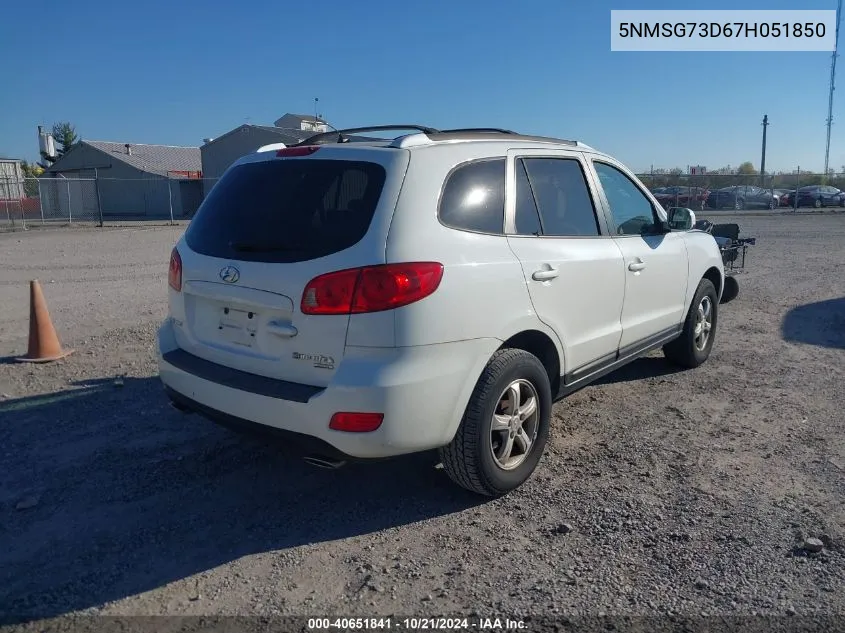 2007 Hyundai Santa Fe Gls VIN: 5NMSG73D67H051850 Lot: 40651841