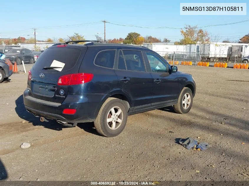 2007 Hyundai Santa Fe Gls VIN: 5NMSG13D87H105811 Lot: 40659232