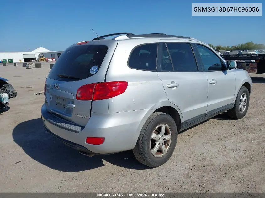 2007 Hyundai Santa Fe Gls VIN: 5NMSG13D67H096056 Lot: 40663745