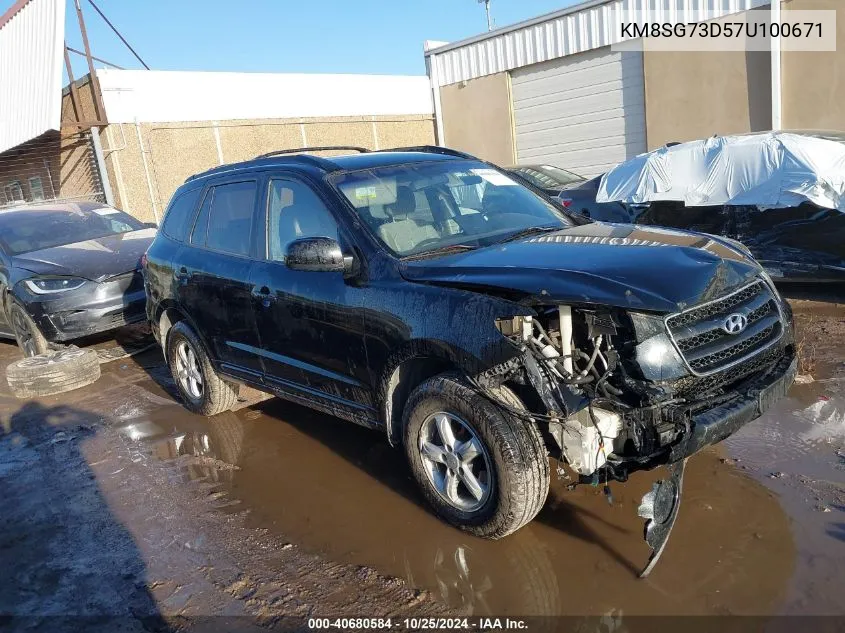 2007 Hyundai Santa Fe Gls VIN: KM8SG73D57U100671 Lot: 40680584